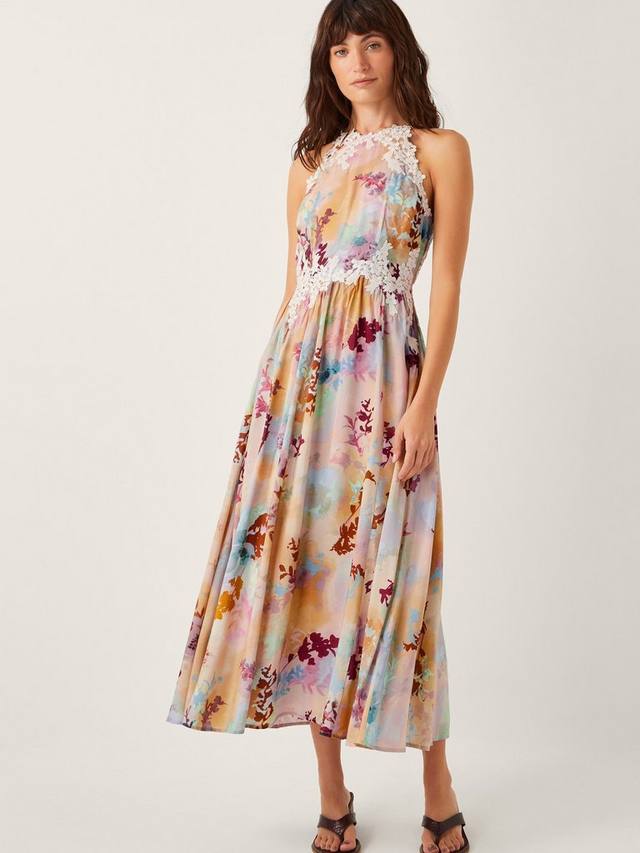 

Платье миди Mia с акварельным цветочным принтом Monsoon, Multi