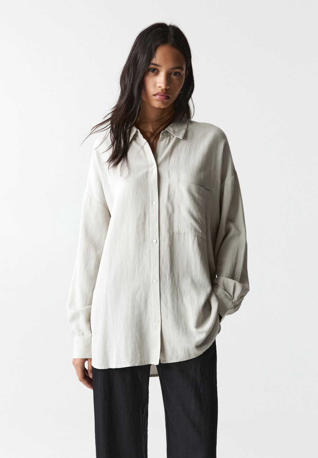 

Рубашка RUSTIC OVERSIZE PULL&BEAR, бежевый