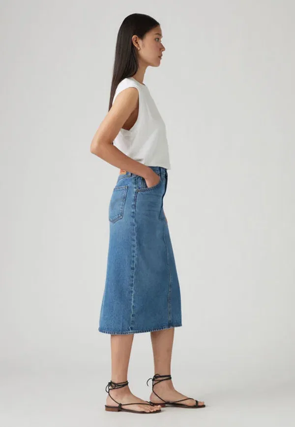 Юбка джинсовая Levi'S Hr back slit skirt denim skirt, цвет луговые игры — фото 4