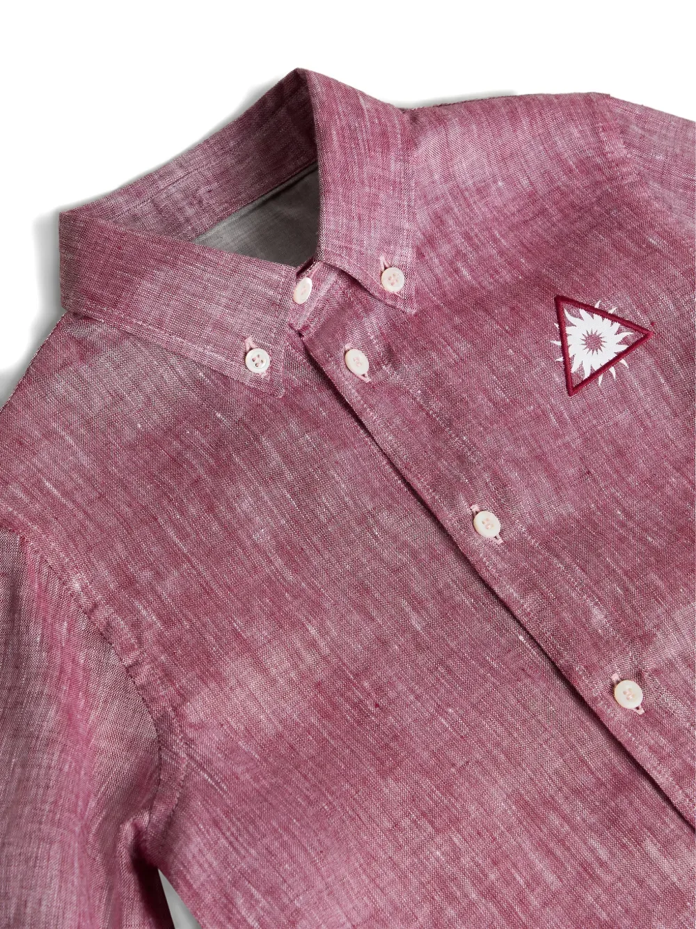 Льняная рубашка на пуговицах Brunello Cucinelli Kids, красный — фото 3