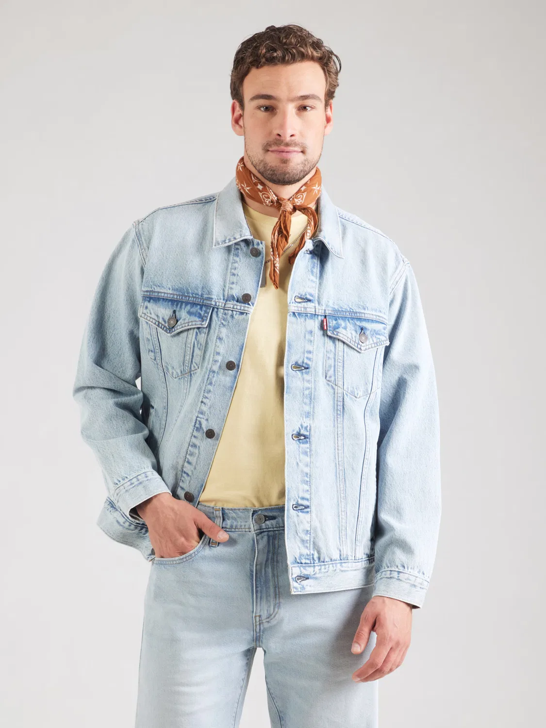 Демисезонный куртка свободный Type III Trucker куртка Levi S, светлый синий — фото 3