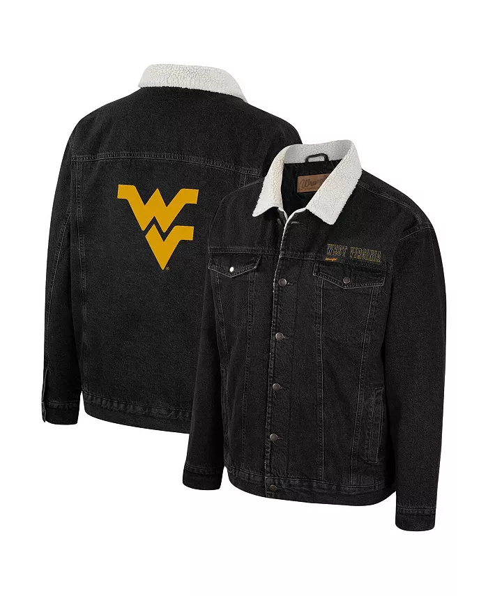 

X Wrangler Мужская джинсовая куртка на пуговицах в западном стиле West Virginia Mountaineers, цвет угольный Colosseum