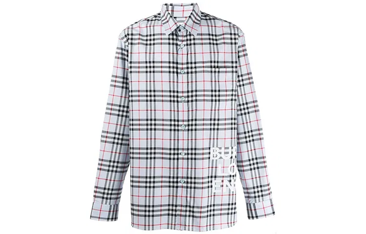 Рубашка мужская Burberry Red черный Plaid с острым воротником