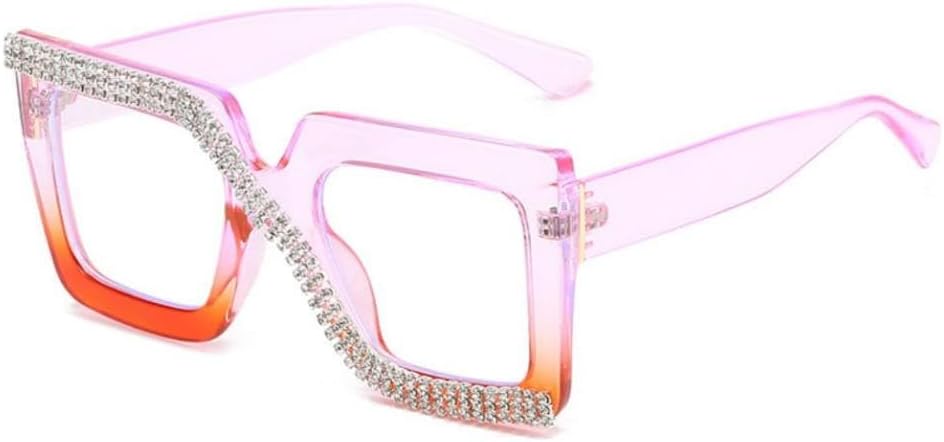 

Солнцезащитные очки 2027 года, большие квадратные, с бриллиантовой оправой, для женщин, модные, для работы за компьютером, с прозрачными линзами, декоративное украшение MTZJH, 7