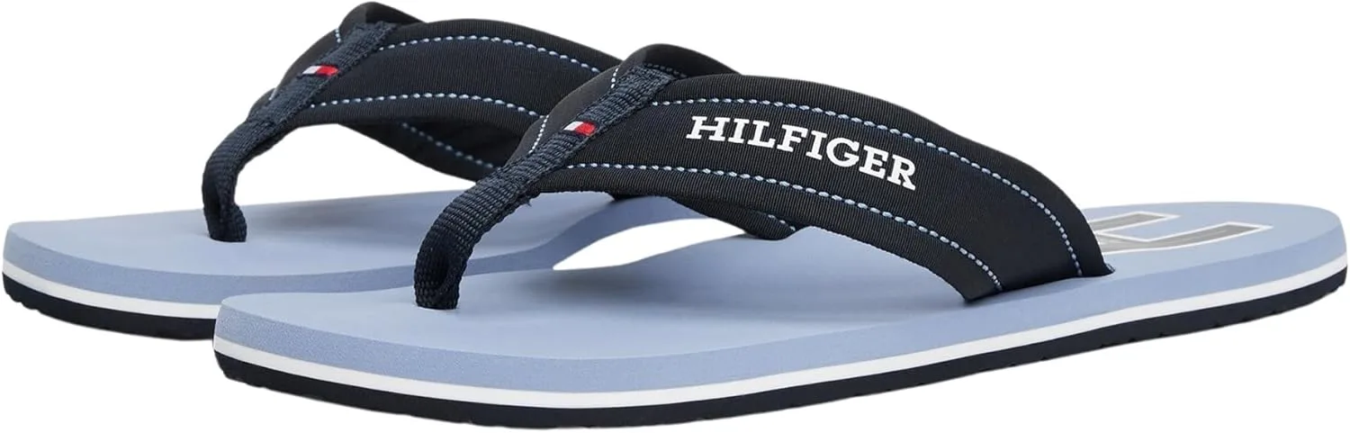 Мужские пляжные сандалии Tommy Hilfiger Hilfiger H с мягкой подкладкой Fm0fm05536 с разделителем для пальцев ног, синий — фото 3