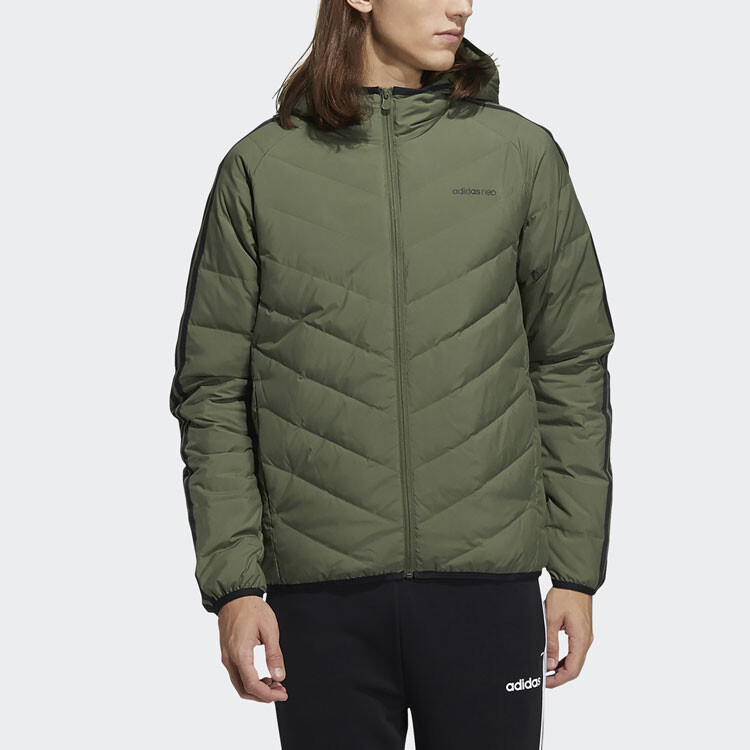 Пуховик мужской оливковый Adidas Neo, оливково-зеленый — фото 4