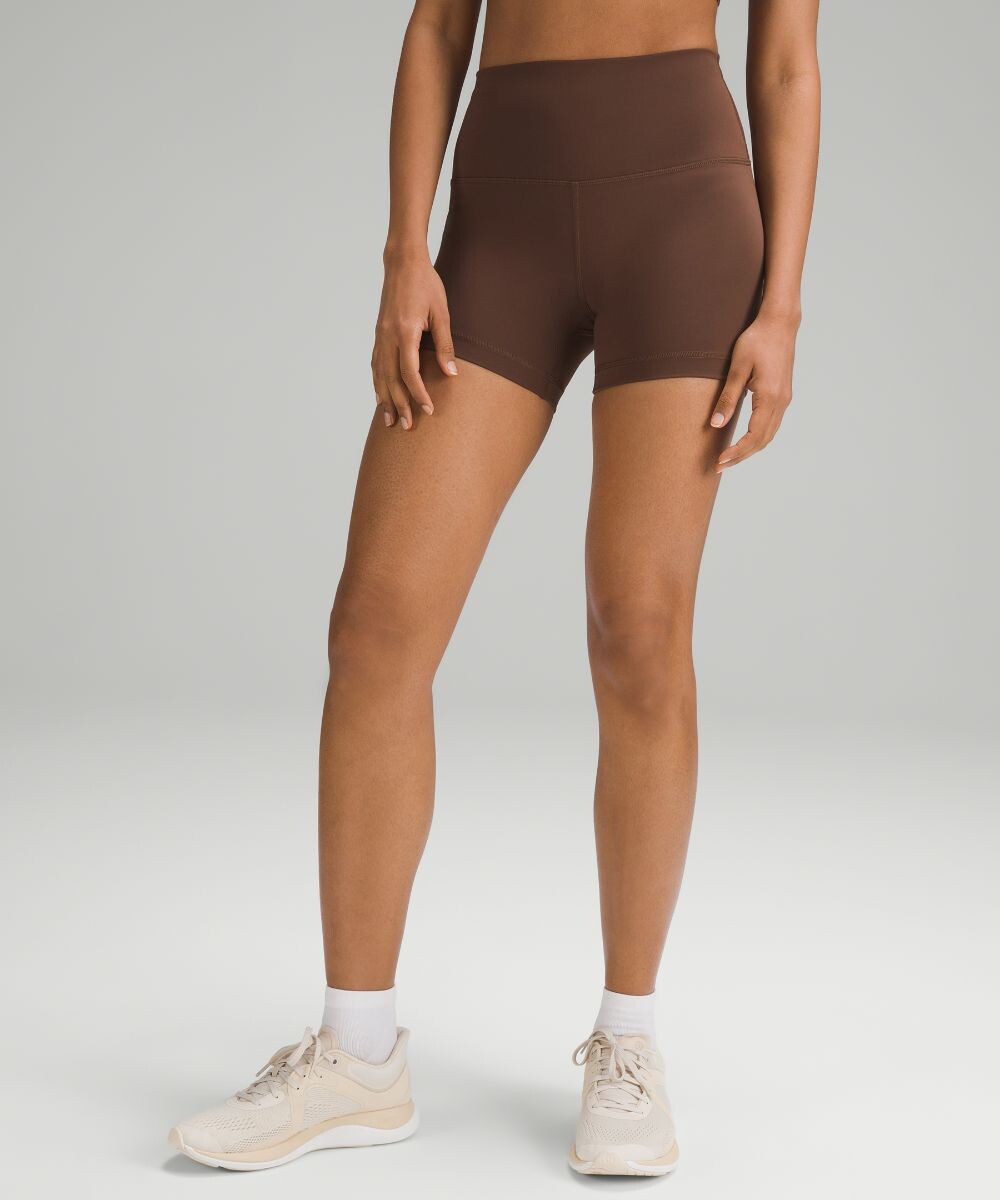 

Короткие шорты с высокой посадкой Wunder Train Lululemon, коричневый