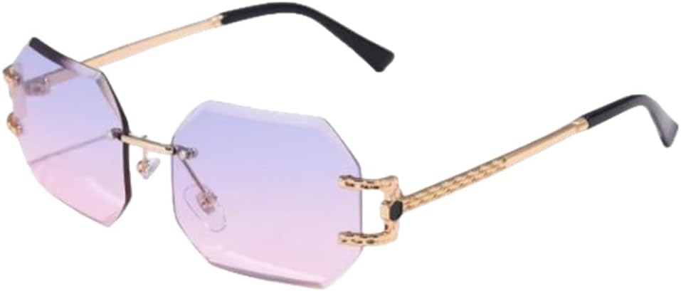 

Ретро солнцезащитные очки для женщин, без оправы, многоугольные солнцезащитные очки, модные солнцезащитные очки с ограненными линзами, женские очки без оправы generic, Greypink