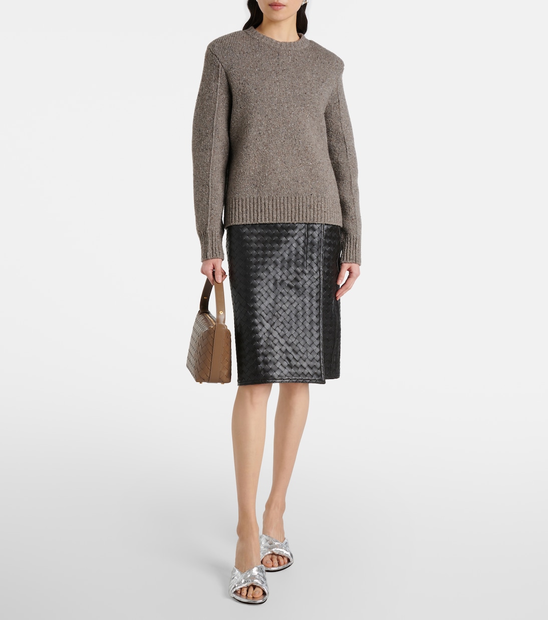 Босоножки Blink Intrecciato 80 из металлизированной кожи Bottega Veneta, серебряный — фото 3