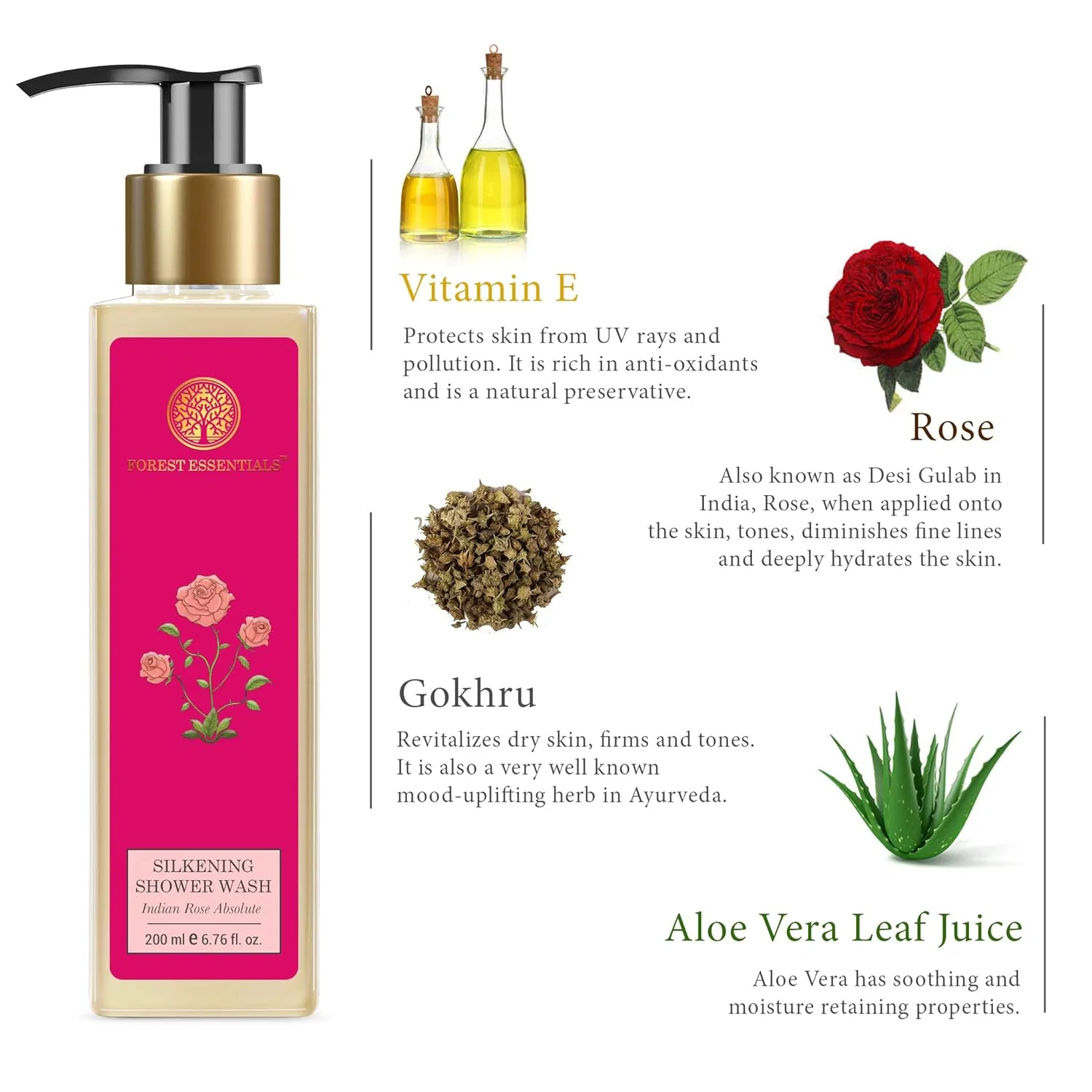 Гель для душа Forest Essentials Indian Rose Absolute, 200 мл Forest Essentials — фото 3