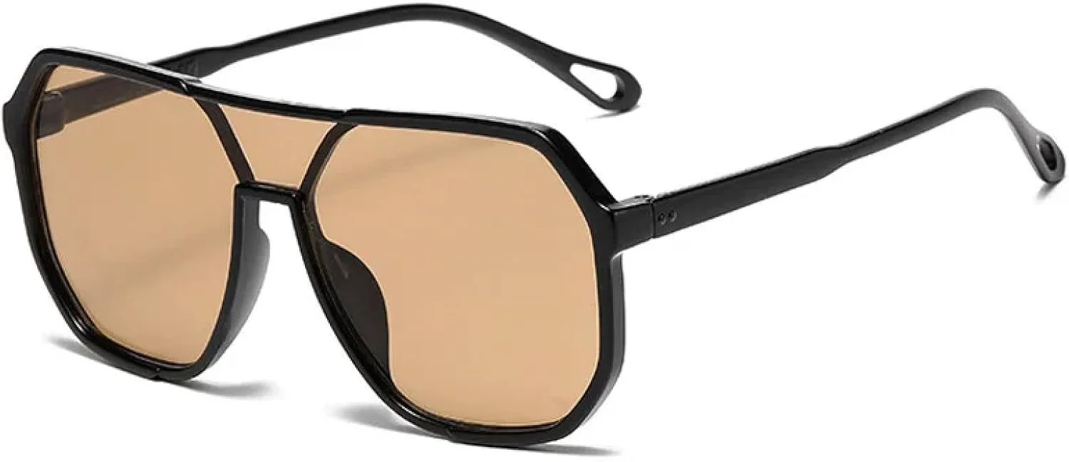 

Солнцезащитные очки в пластиковой оправе для женщин, с двойной перемычкой, цельные, модные, для мужчин, для активного отдыха и спорта, в тренде TVTBBVV, Black-brown