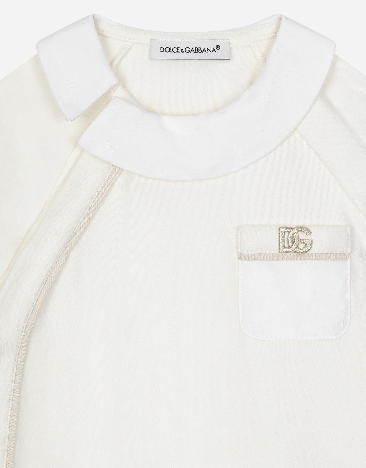 Комбинезон из интерлока и жаккарда в горошек с логотипом DG Dolce&Gabbana, белый — фото 3