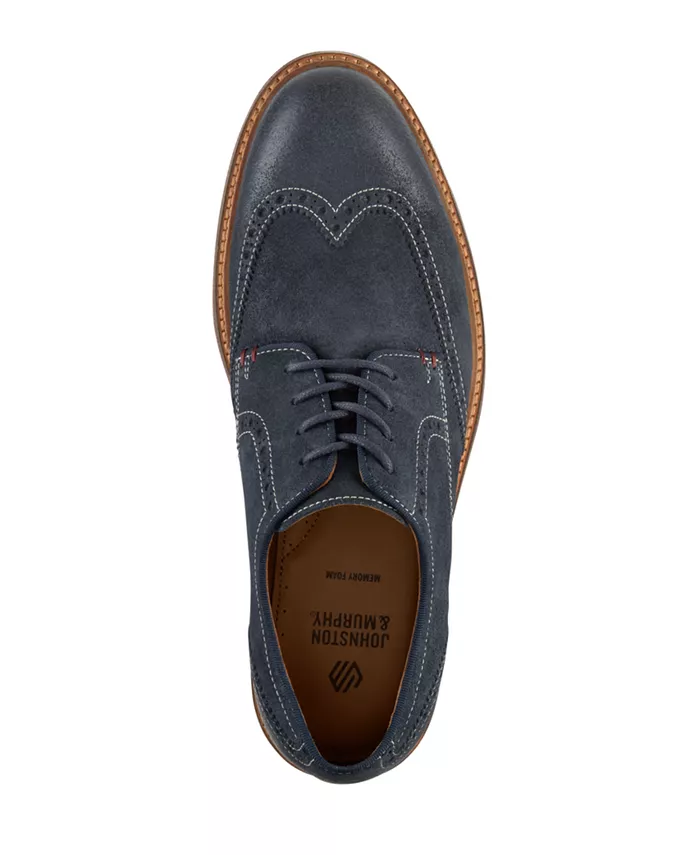Мужские повседневные туфли Calder Wingtip с круглым носком Johnston & Murphy, синий — фото 4