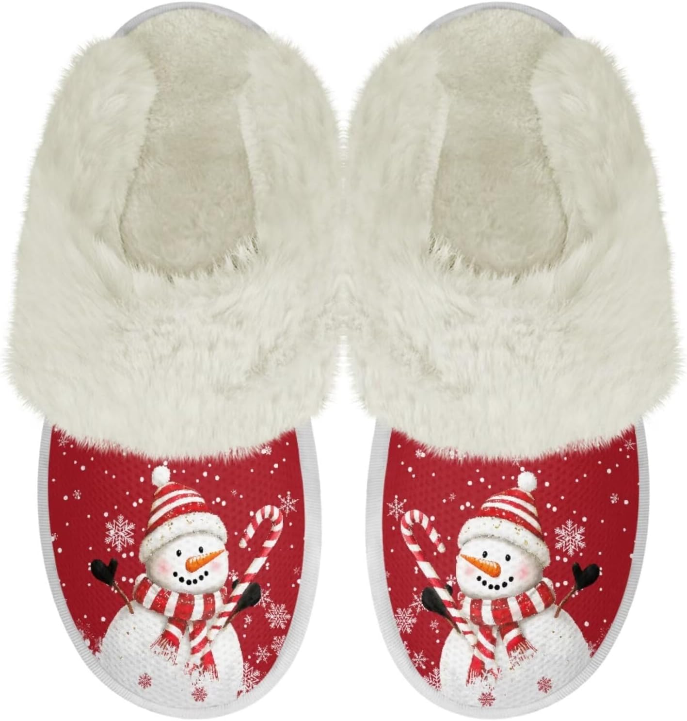 

Домашние тапочки Binienty для женщин и мужчин с эффектом памяти, для дома и улицы, пушистые тапочки для спальни, Cute Snowman