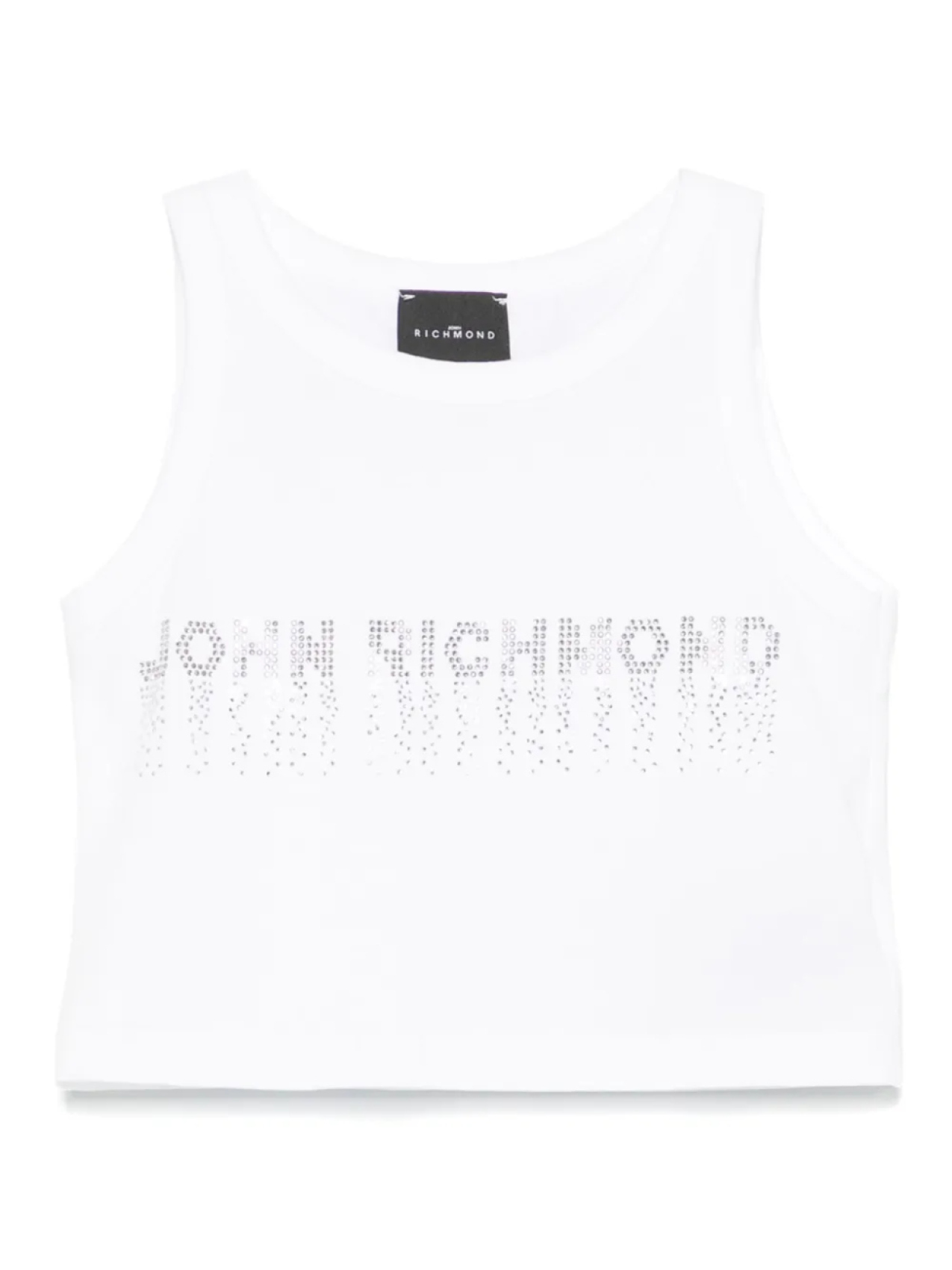 

John Richmond Junior топ с логотипом из страз, белый