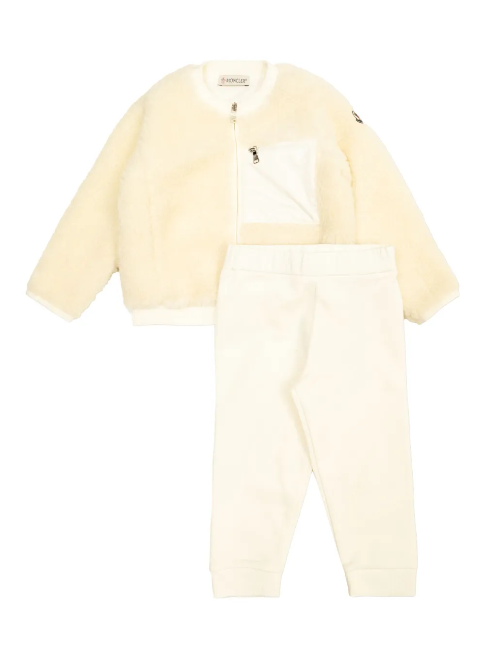 

Комплект из брюк и топа с вышитым логотипом Moncler Enfant, нейтральный