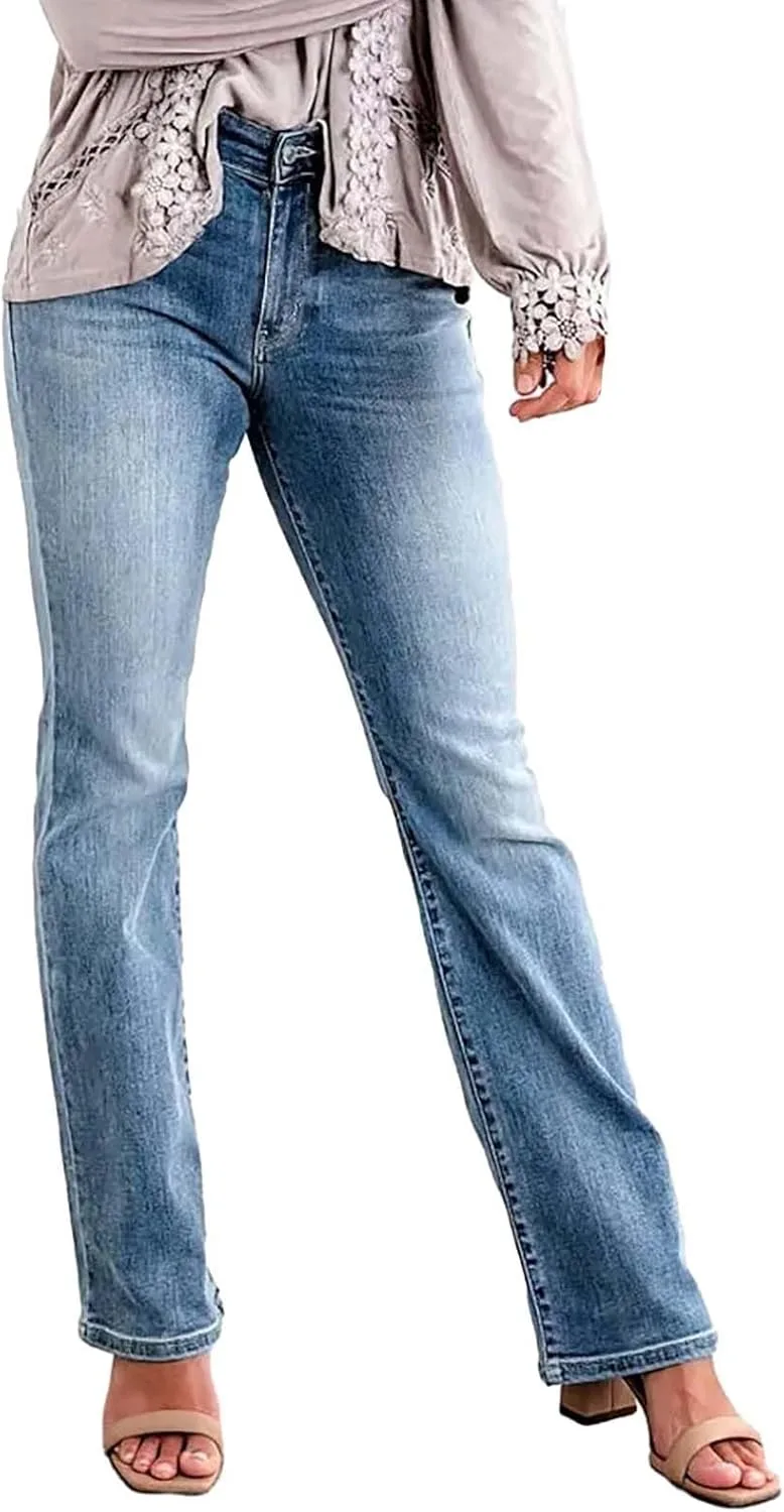 

Женские джинсы Plus Size High Waisted Bootcut — эластичные с эффектом стройности LCMTWX