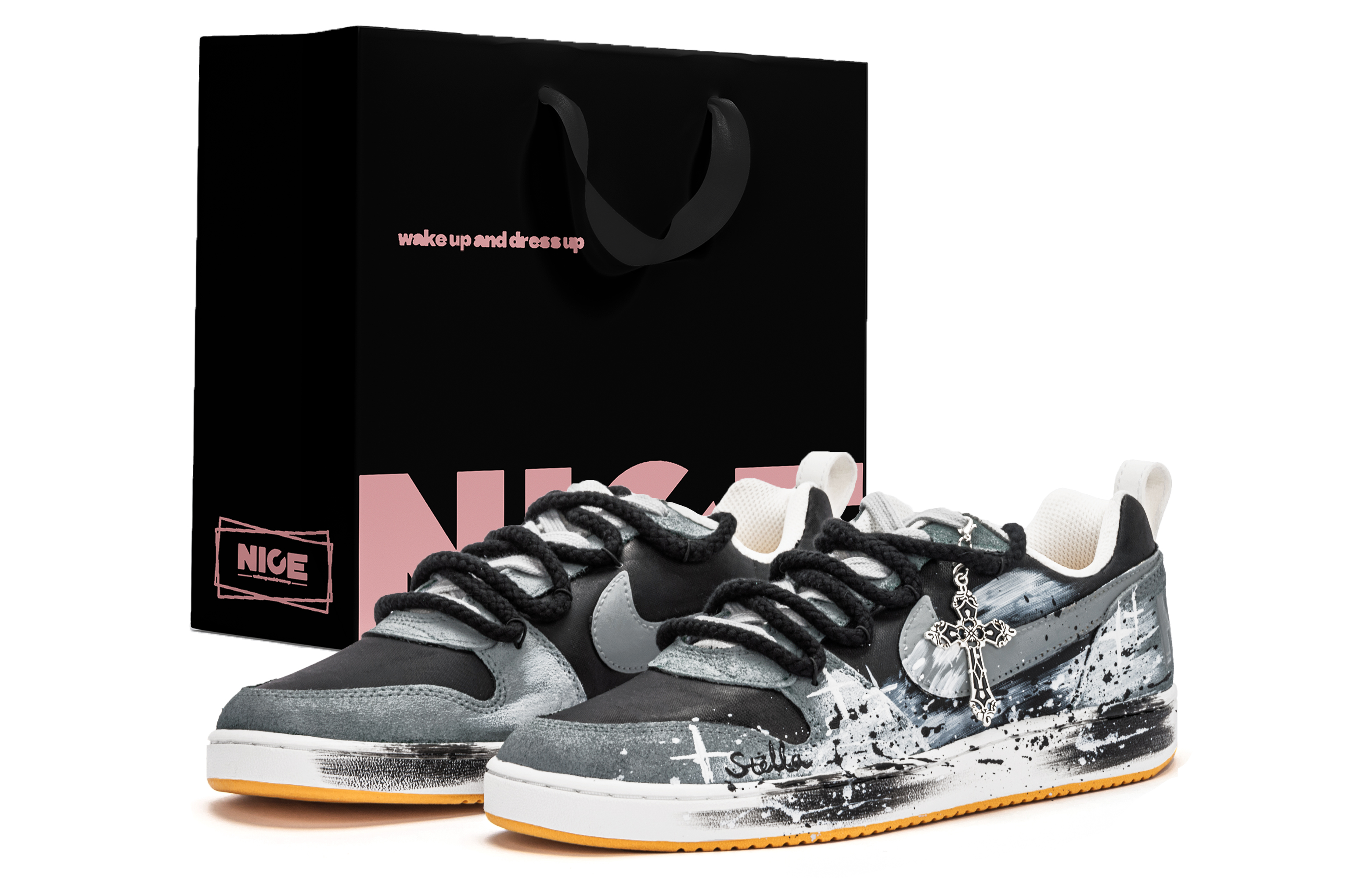 

Nike Кроссовки для скейтбординга Court Borough PRM с устойчивостью к истиранию и дышащие низкие мужские черно-серые