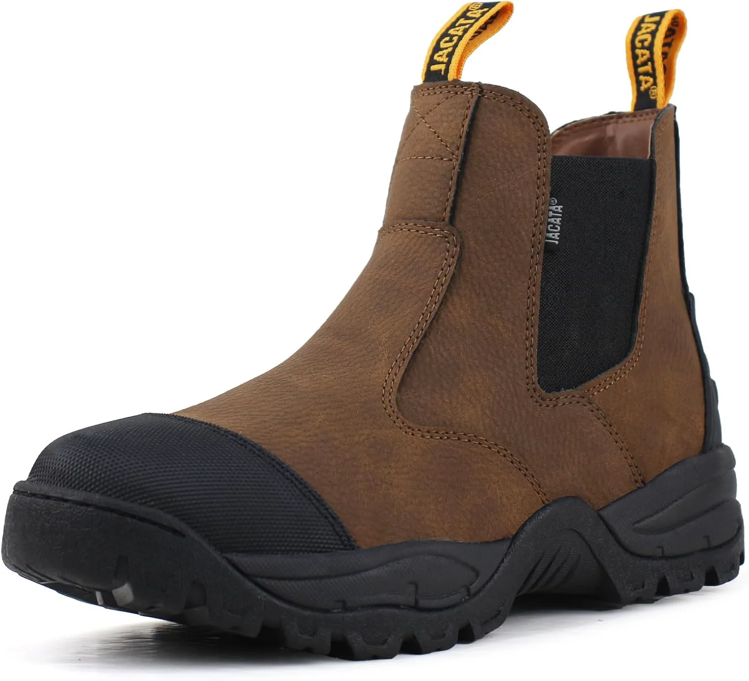 Рабочие Ботинки Jacata Mens Chelsea Slip On для мужчин, мужские промышленные строительные мягкие носки, рабочие ботинки для мужчин, коричневый