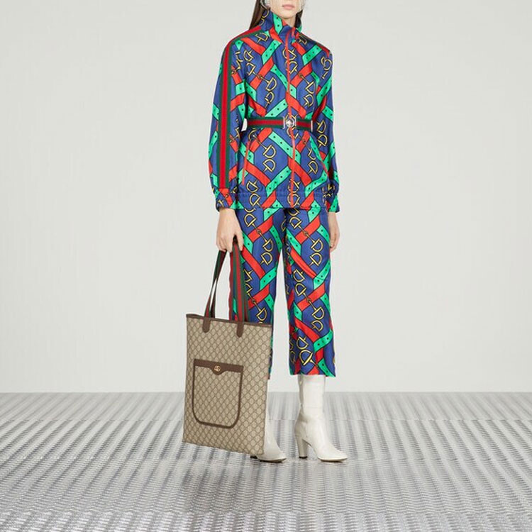Женские повседневные брюки Gucci, синий/красный/зеленый — фото 2