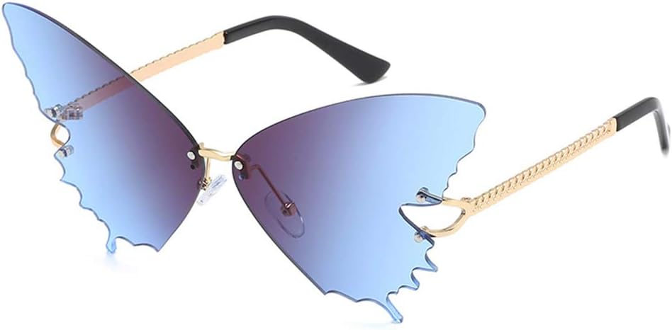 

COTIA 2020 Новые винтажные солнцезащитные очки без оправы с градиентным рисунком в виде бабочек, модные женские и мужские, трендовые, для вечеринок, зеркальные, UV400, Blue