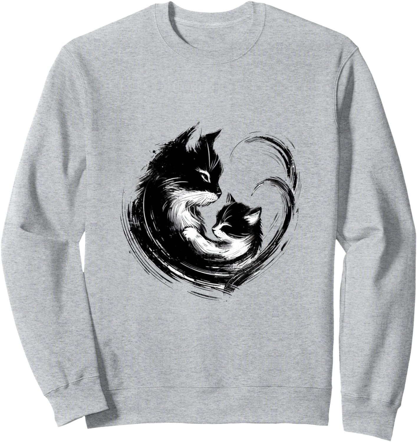 

Толстовка с милым и пушистым дизайном в стиле «Кошачья любовь» Cat Love Designs By Drosoman, серый