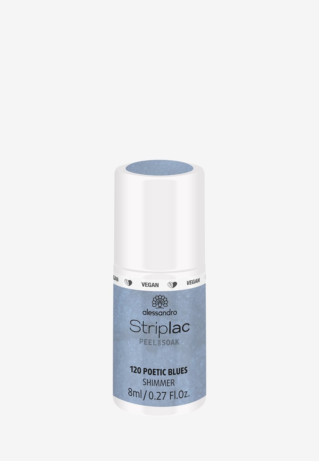 

Лак для ногтей Striplac Peel Or Soak Baby Pink Vegan alessandro, цвет poetic blues