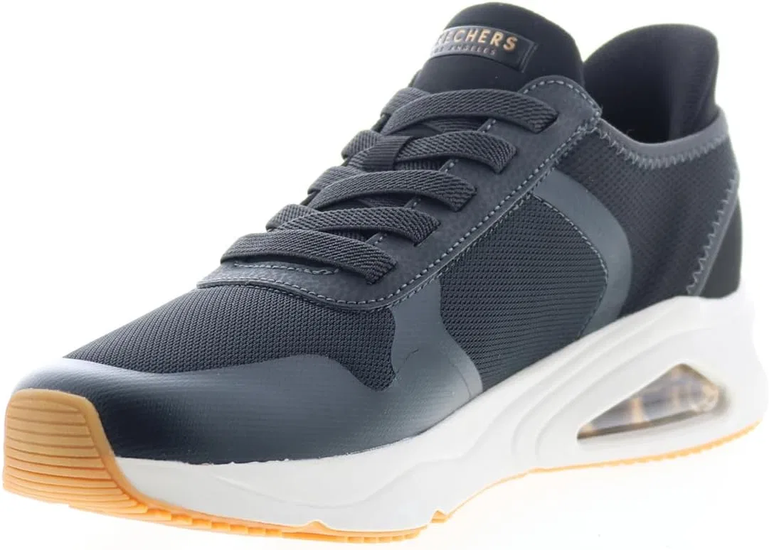 Мужские низкие кроссовки Skechers Tres-Air Uno Necessairy Slip-Ins черного цвета (BLK) — фото 4