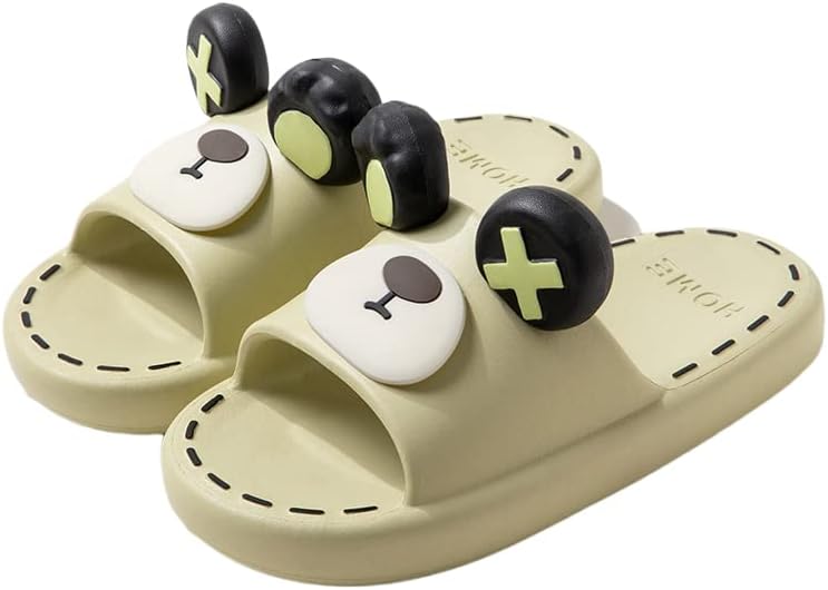 

Милые мультяшные тапочки с медведем, с мягкой толстой подошвой, для дома и улицы, пляжа, удобные шлепанцы на платформе для мужчин и женщин Supsound, зеленый