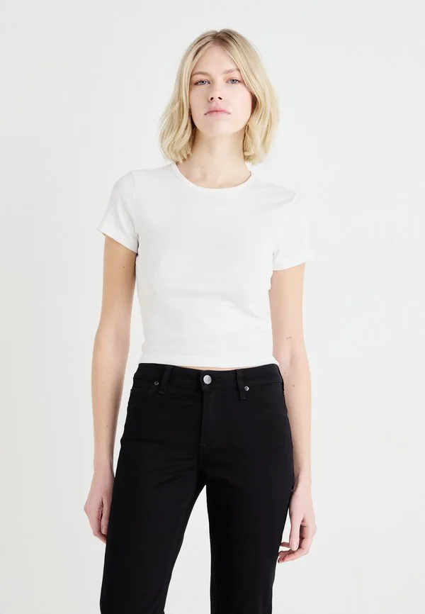 

Простая обтягивающая базовая футболка Gina Tricot, White, Белый, Простая обтягивающая базовая футболка Gina Tricot, White