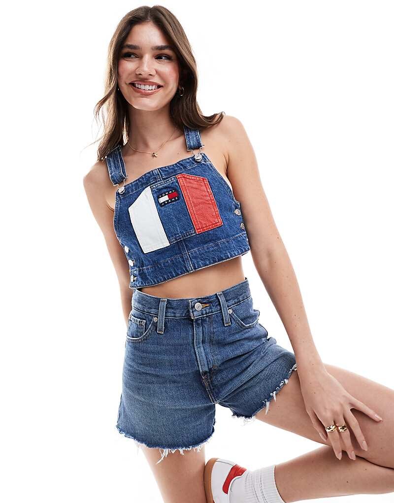

Tommy Jeans – топ на лямках в винтажном стиле из денима средней стирки