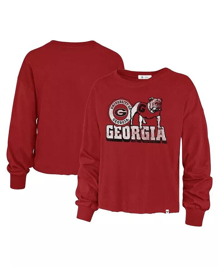 

Женская красная рваная футболка с длинным рукавом Georgia Bulldogs Bottom Line Parkway '47 Brand
