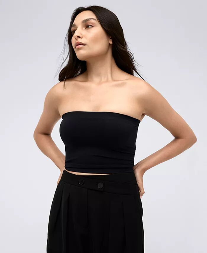 

Женский бесшовный укороченный топ-труба Kenneth Cole, черный