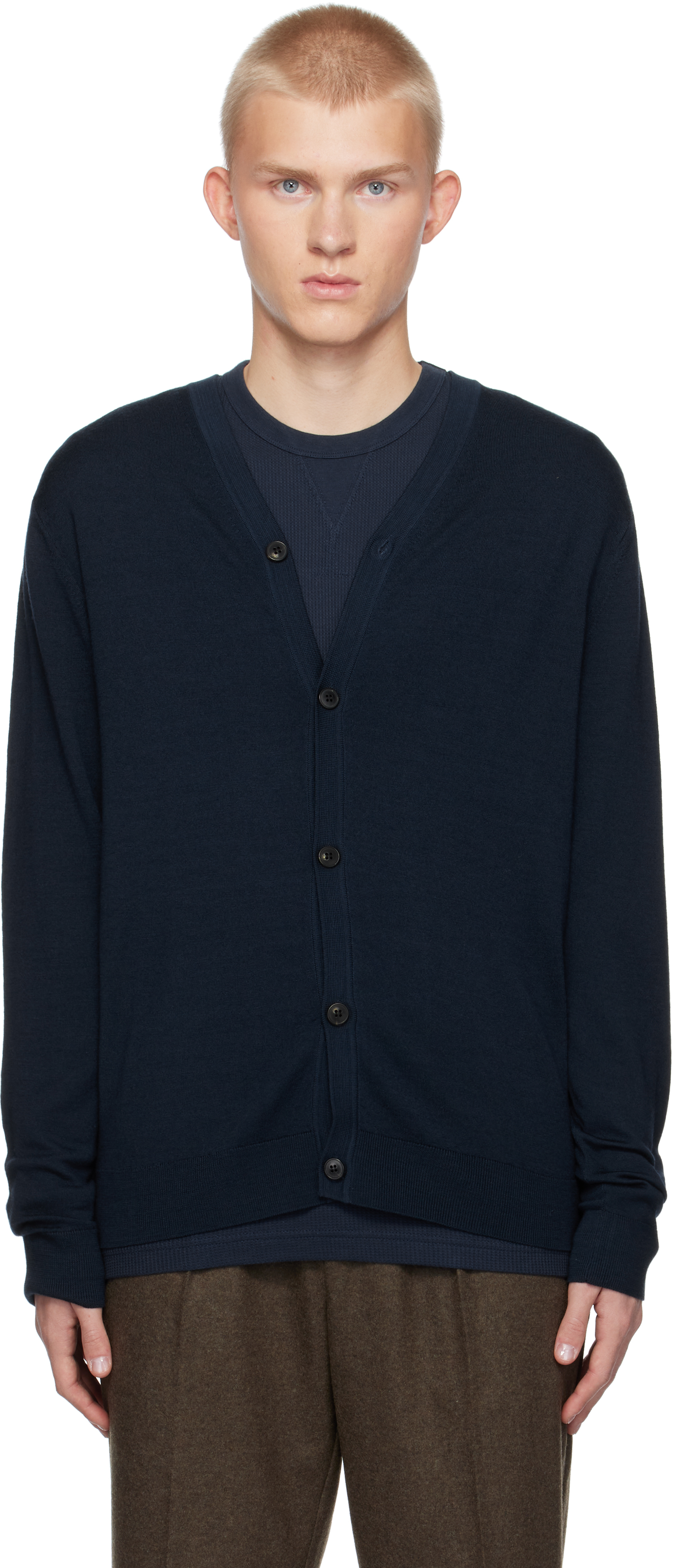 

Кардиган из мериносовой шерсти ExtraFine Navy Sunspel