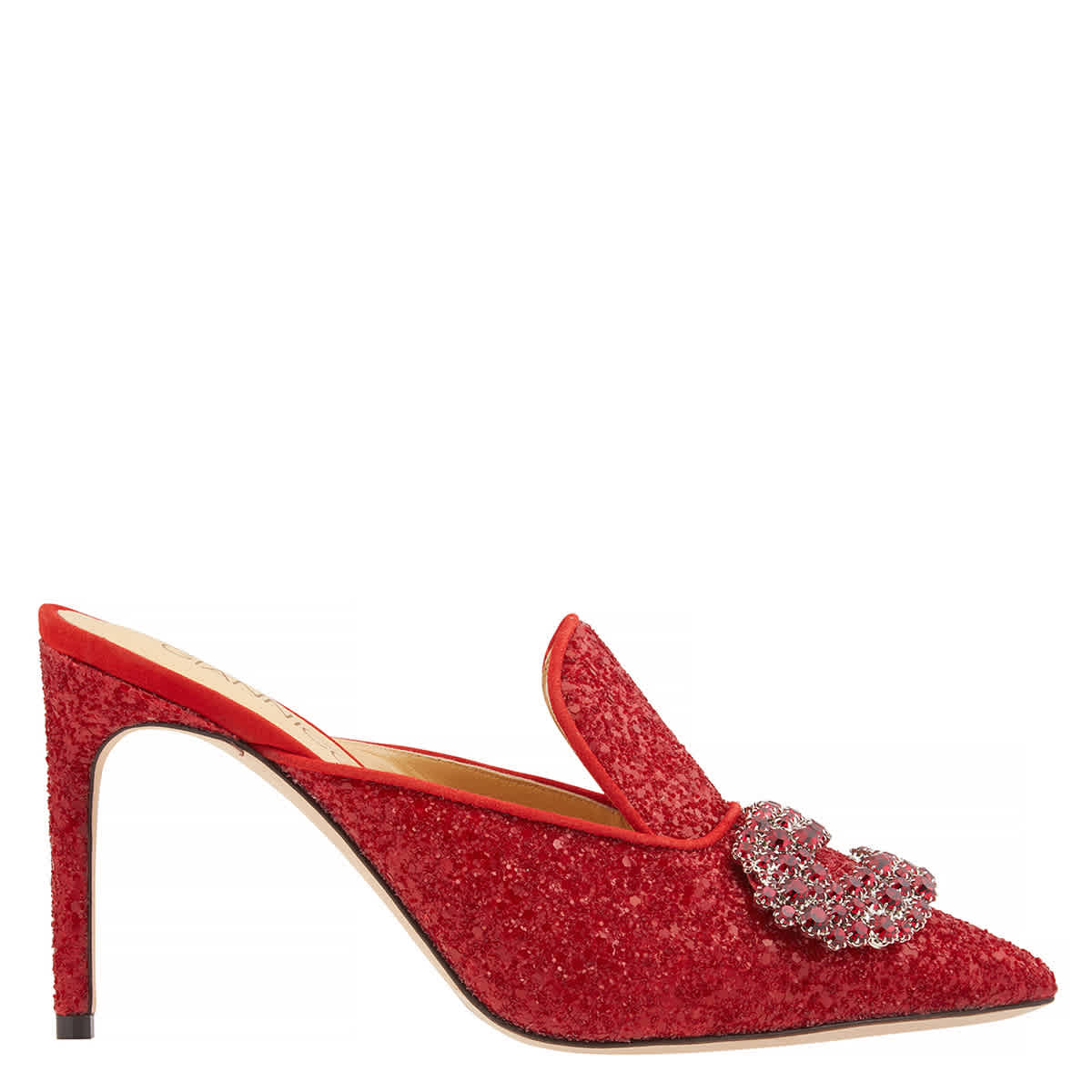 Женские Giannico Ruby Red Дафна Блестящие Высокие Каблуки Мюли