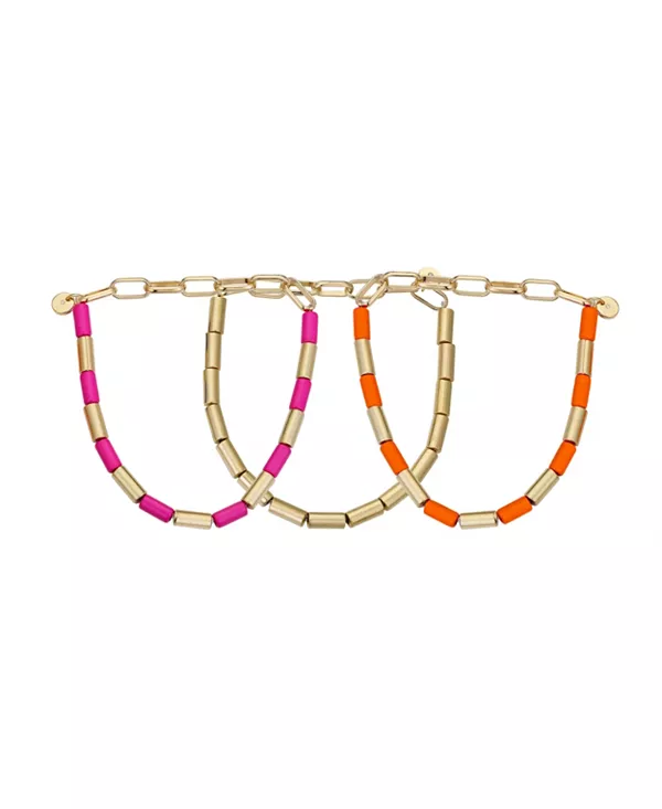 

Комплект из 3 браслетов из эластичных бусин с покрытием из 14-каратного золота Unwritten, pink/orange