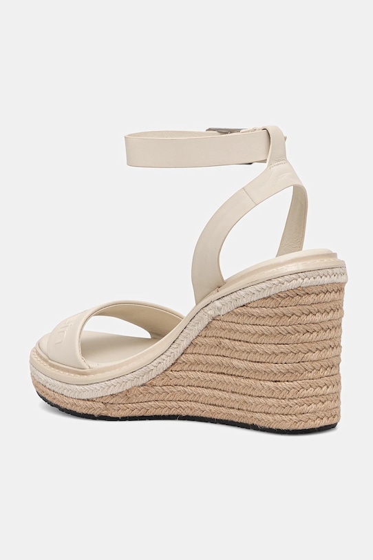 Кожаные сандалии Wedge Sandal 70 на платформе Calvin Klein, бежевый — фото 3