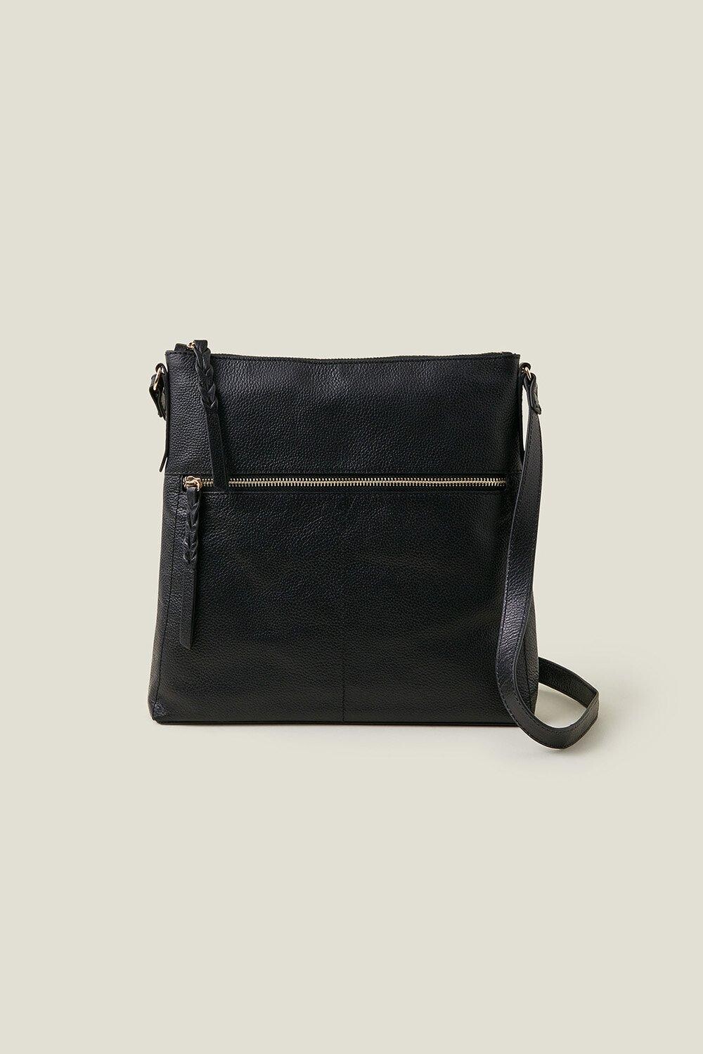 

Большой кожаный мессенджер Accessorize, черный
