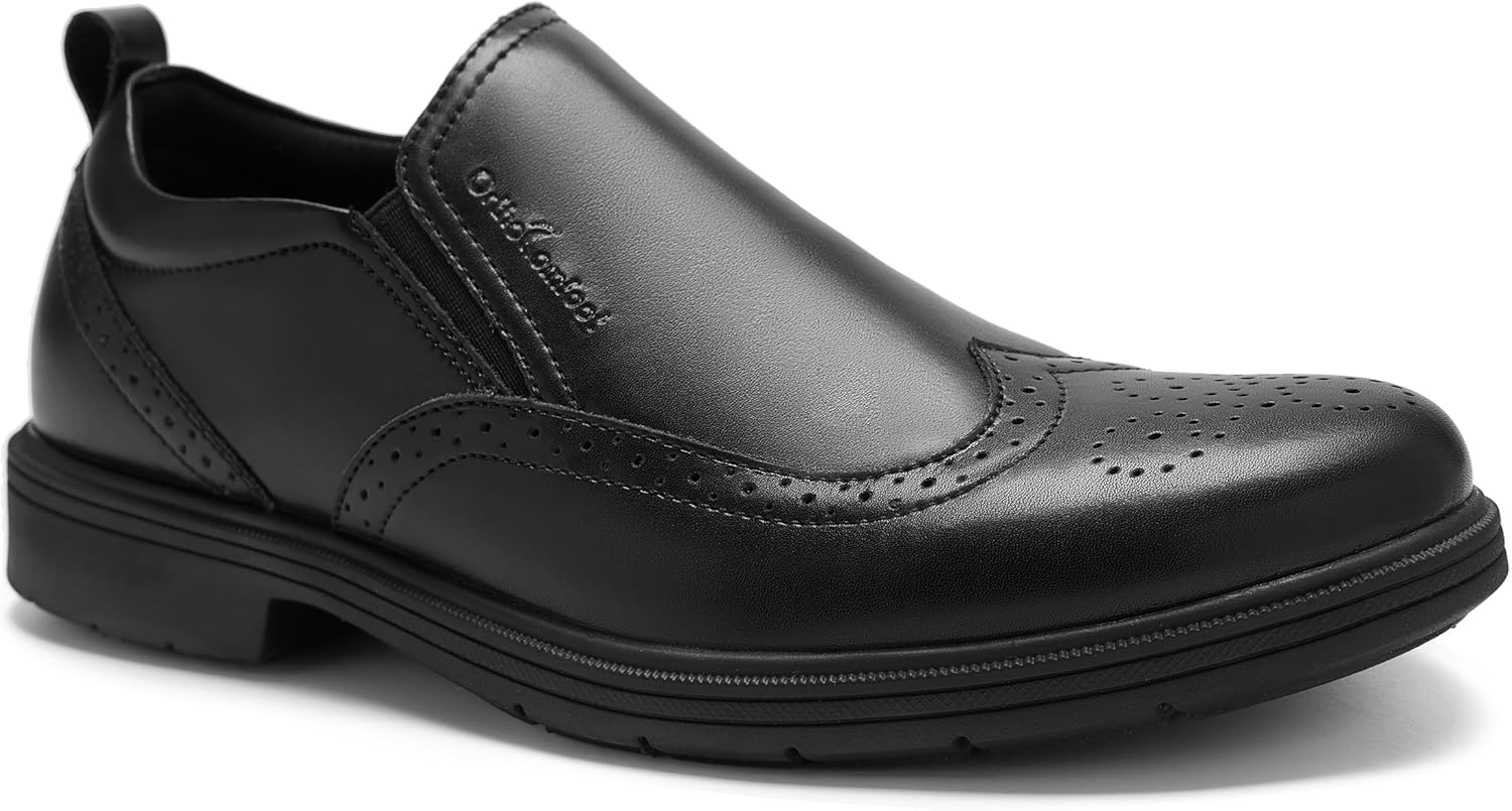 

Ортопедические кожаные туфли для бизнеса: удобная поддержка свода стопы, формальные туфли Oxfords для мужчин при плантарном фасциите, повседневные современные классические туфли-лоаферы с крыльями для облегчения боли в стопе и пятке Orthocomfoot...