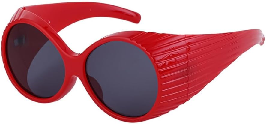 

Большие круглые солнцезащитные очки в стиле стимпанк для женщин, ретро-очки с обтекаемой формой, солнцезащитные очки в стиле панк с крупной оправой HDUBFY, C1 Red Gray