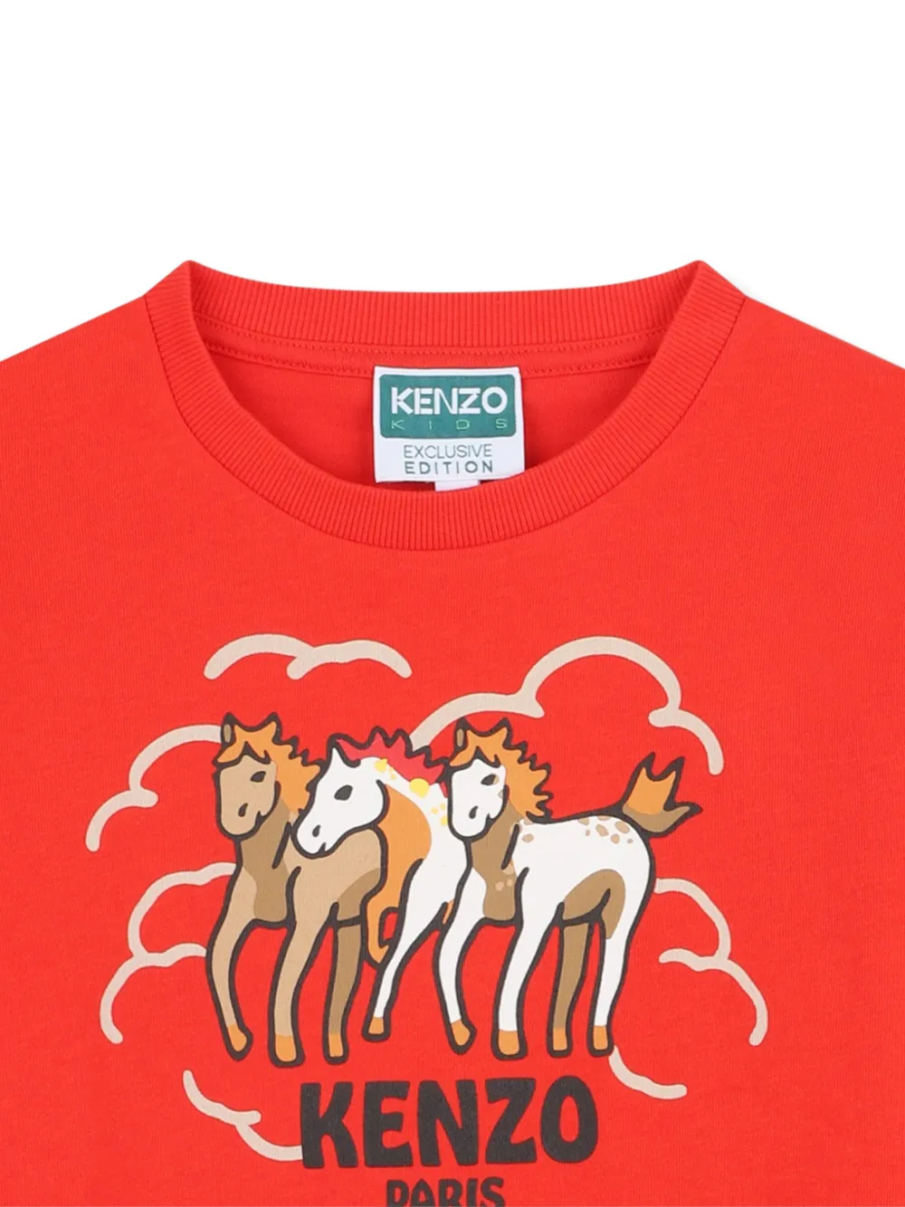 Футболка с изображением лошадей Kenzo Kids, красный — фото 3