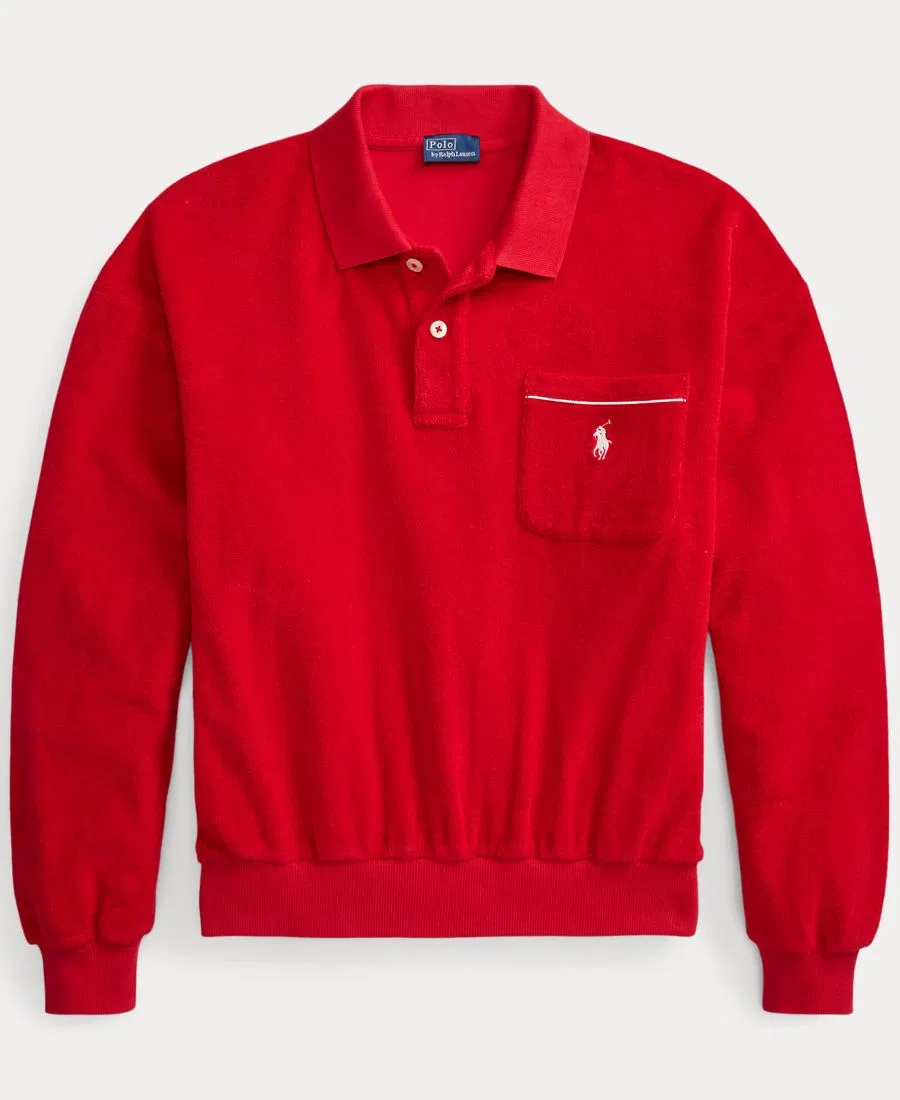 Женская рубашка-поло с длинными рукавами и воротником Polo Ralph Lauren, красный — фото 2