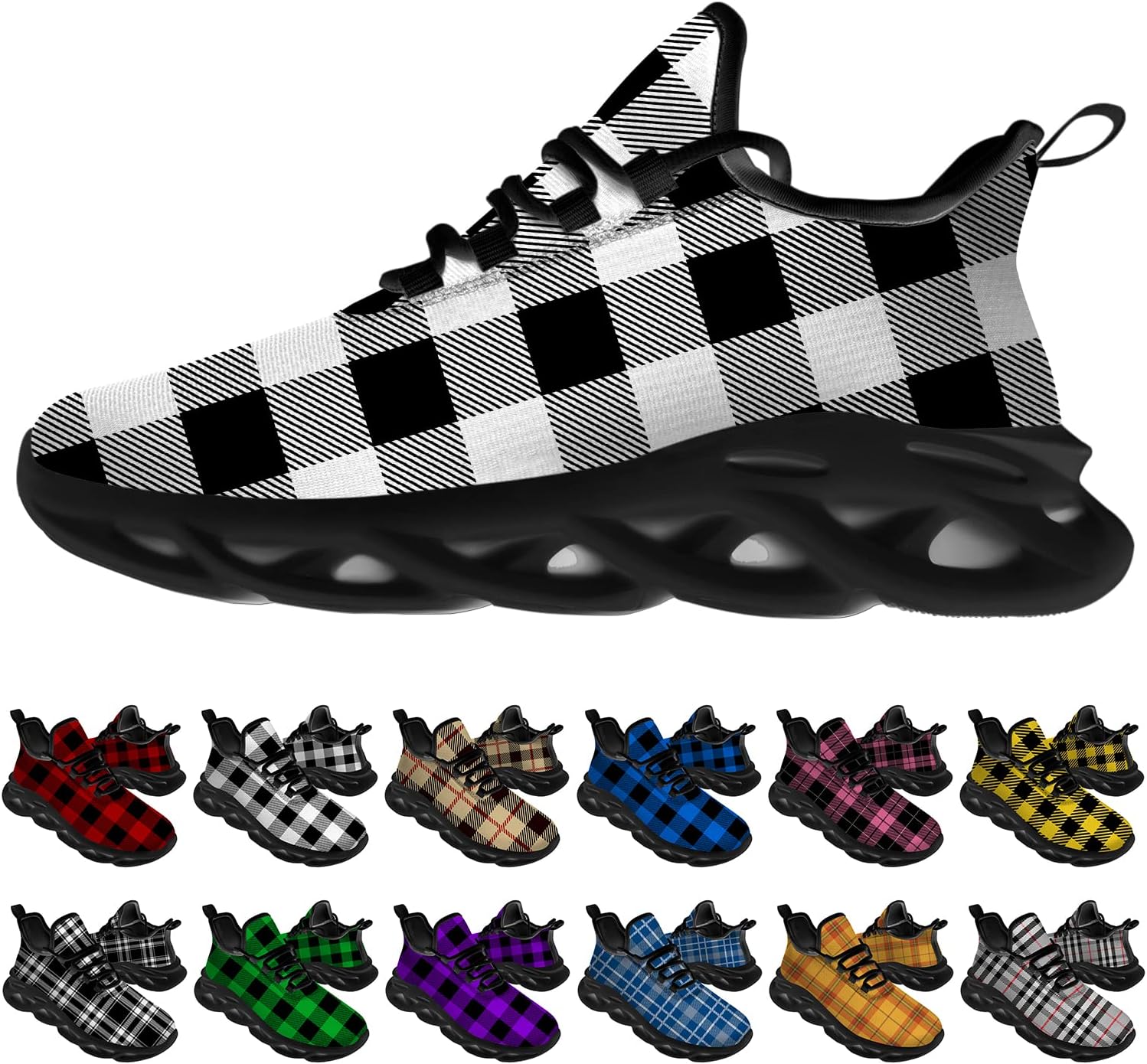 

Кроссовки Ciadoon Plaid для мужчин и женщин, обувь для бега по дороге, спортивная обувь для ходьбы, тенниса, кроссовки для занятий спортом, подарки для мальчиков и девочек, белый