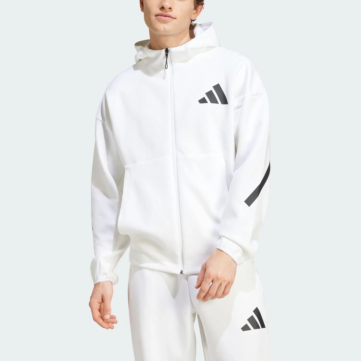 Мужская худи на молнии Adidas Z.N.E., белая