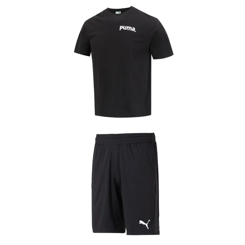 

Повседневный спортивный мужской комплект черный топ и черные шорты Puma, черный