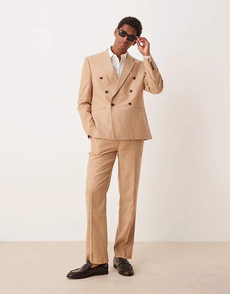 

Прямые брюки из льняной смеси ASOS DESIGN цвета верблюжьей шерсти