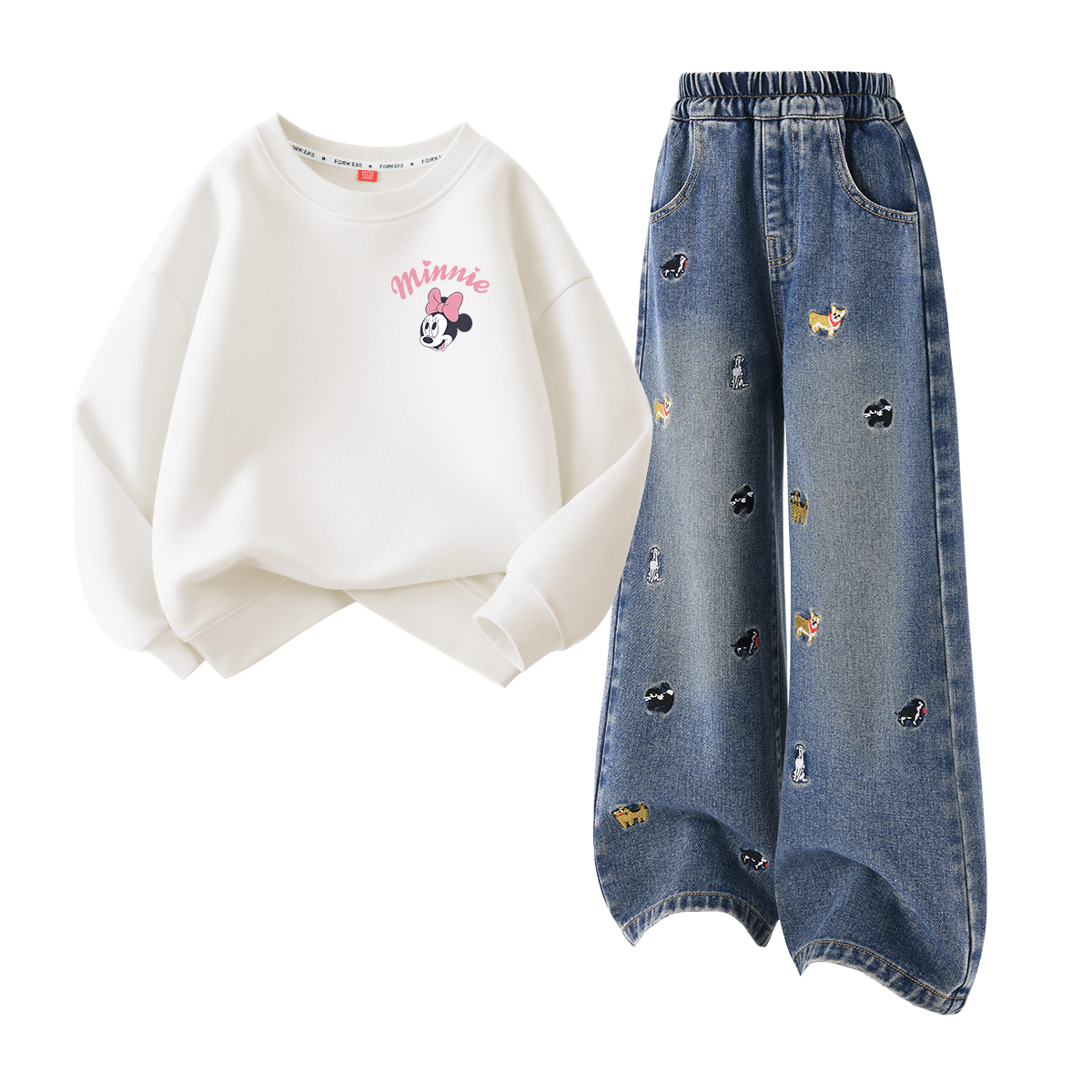 

Детская повседневная спортивная одежда Disney, Di'S Eye K White+Solid Color Denim Blue