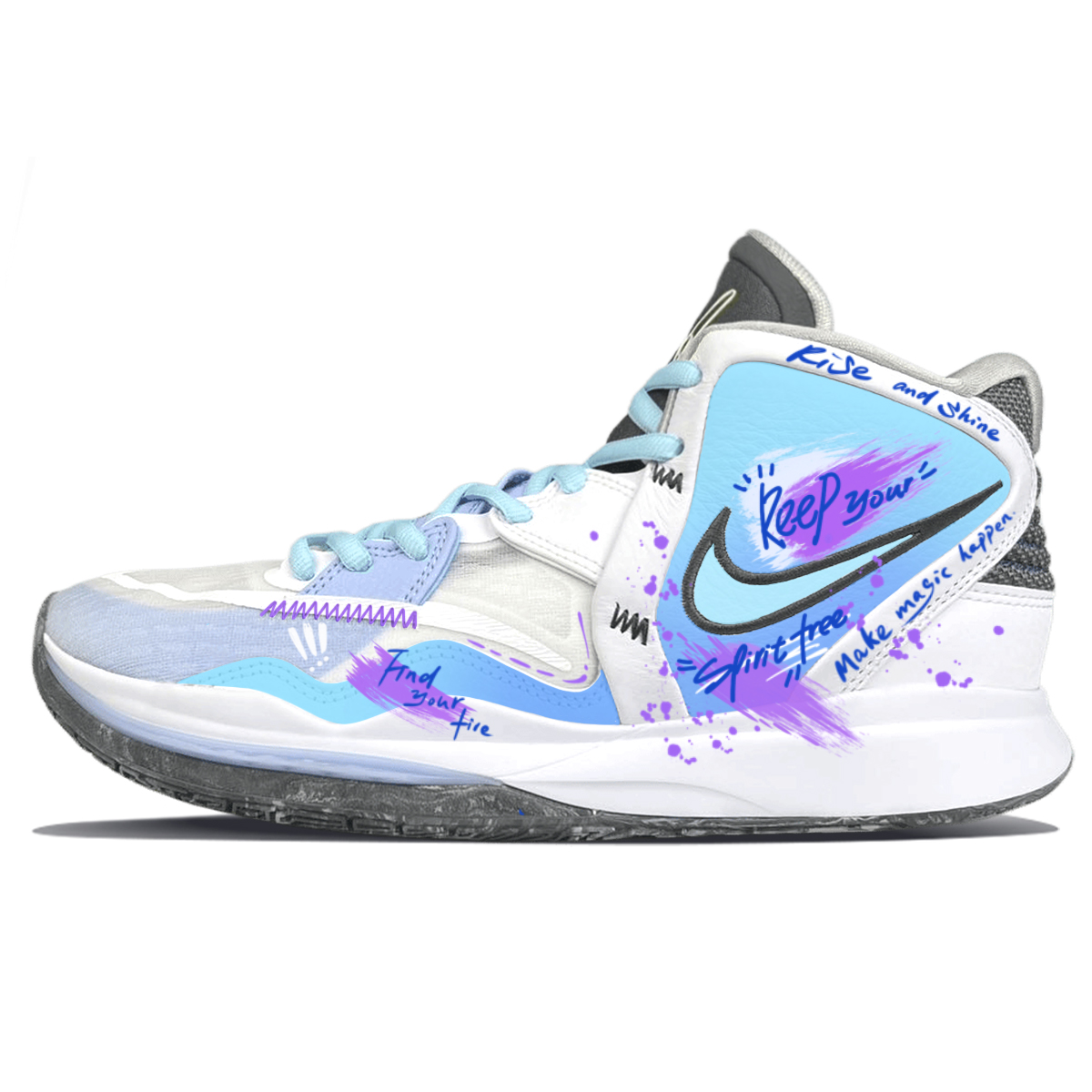 

Nike Кроссовки баскетбольные Kyrie 8 с бесконечной амортизацией противоскользящие и износостойкие мид-топ унисекс сине-фиолетовые, цвет Blue Purple
