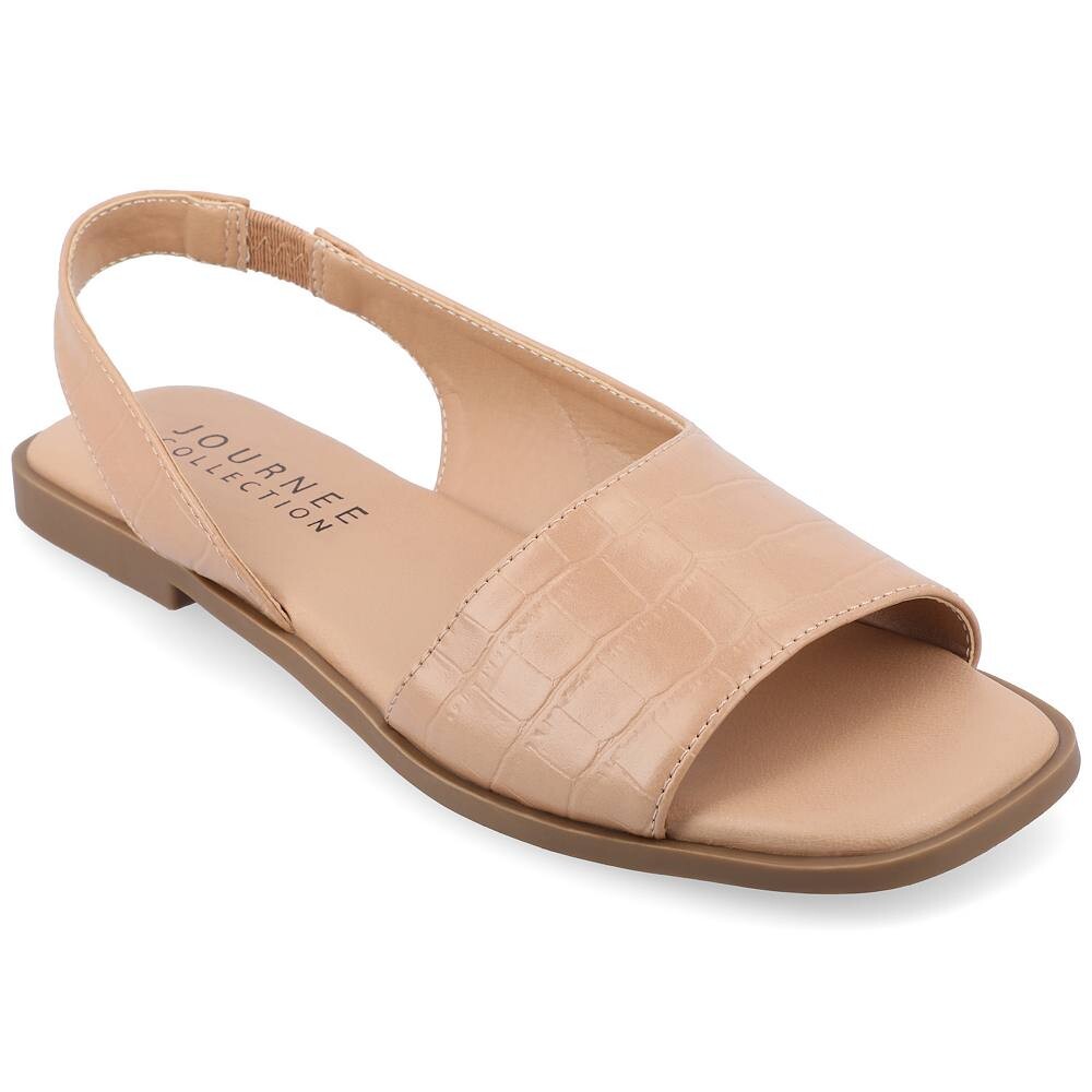 Женские сандалии Brinsley Tru Comfort из пеноматериала под крокодиловую текстуру Journee Collection с ремешком на спине и ремешком на спине Journee Collection, цвет Tan