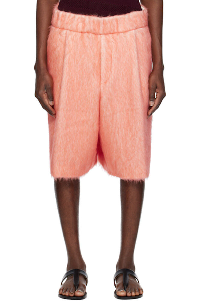 

Розовые плиссированные шорты из ворсистой вязки Dries Van Noten